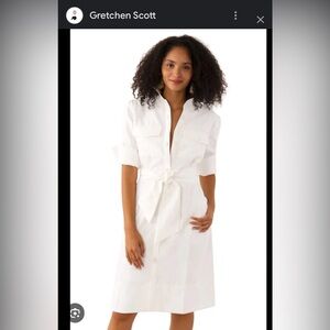 Gretchen Scott ivory belted safari dress. size XL. Excellent condition.